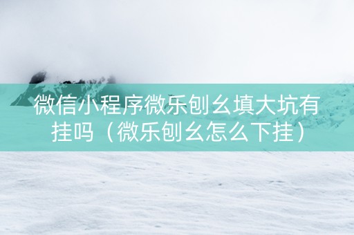 微信小程序微乐刨幺填大坑有挂吗（微乐刨幺怎么下挂）