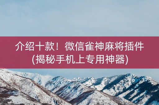 介绍十款！微信雀神麻将插件(揭秘手机上专用神器)