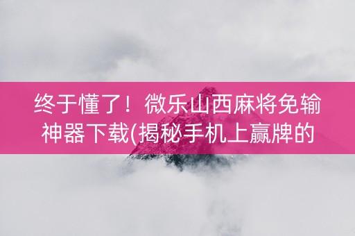 终于懂了！微乐山西麻将免输神器下载(揭秘手机上赢牌的技巧)