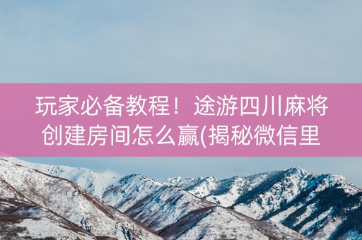 玩家必备教程！途游四川麻将创建房间怎么赢(揭秘微信里插件免费)