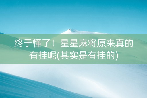 终于懂了！星星麻将原来真的有挂呢(其实是有挂的)