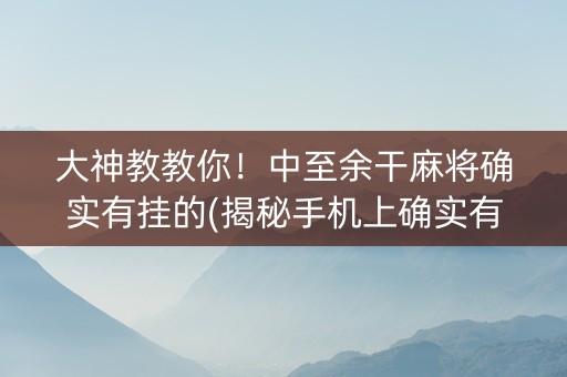 大神教教你！中至余干麻将确实有挂的(揭秘手机上确实有猫腻)