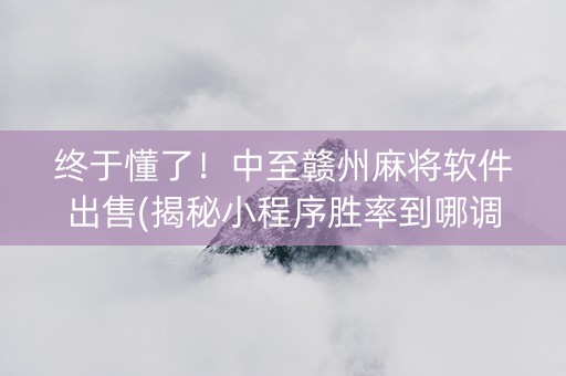 终于懂了！中至赣州麻将软件出售(揭秘小程序胜率到哪调)