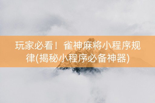 玩家必看！雀神麻将小程序规律(揭秘小程序必备神器)