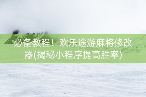 必备教程！欢乐途游麻将修改器(揭秘小程序提高胜率)