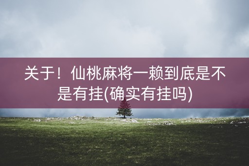 关于！仙桃麻将一赖到底是不是有挂(确实有挂吗)