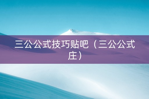 三公公式技巧贴吧（三公公式庄）