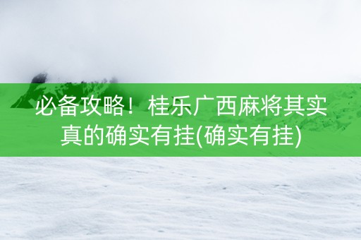 必备攻略！桂乐广西麻将其实真的确实有挂(确实有挂)