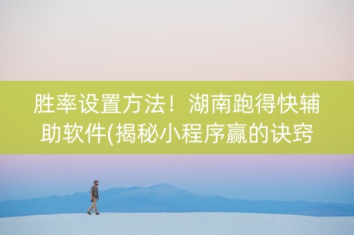 胜率设置方法！湖南跑得快辅助软件(揭秘小程序赢的诀窍)