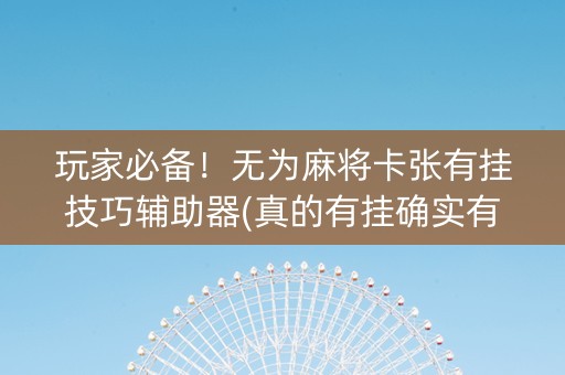 玩家必备！无为麻将卡张有挂技巧辅助器(真的有挂确实有挂)