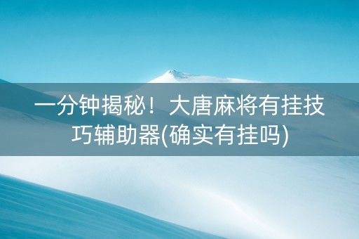 一分钟揭秘！大唐麻将有挂技巧辅助器(确实有挂吗)