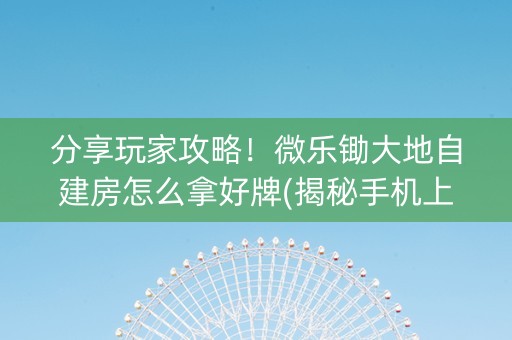 分享玩家攻略！微乐锄大地自建房怎么拿好牌(揭秘手机上胡牌技巧)