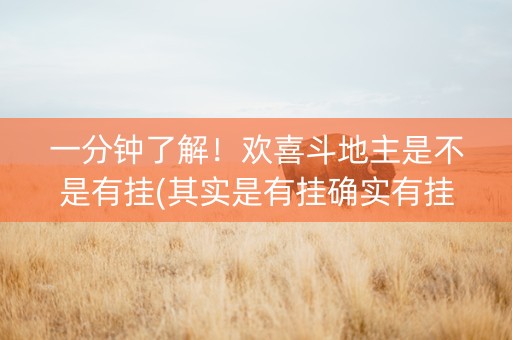 一分钟了解！欢喜斗地主是不是有挂(其实是有挂确实有挂)