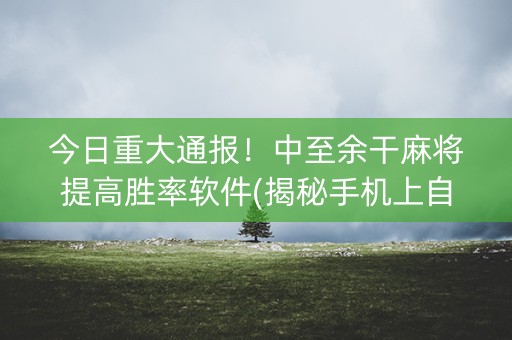 今日重大通报！中至余干麻将提高胜率软件(揭秘手机上自建房怎么赢)