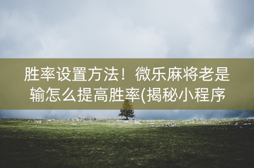 胜率设置方法！微乐麻将老是输怎么提高胜率(揭秘小程序确实有猫腻)