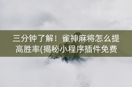 三分钟了解！雀神麻将怎么提高胜率(揭秘小程序插件免费)