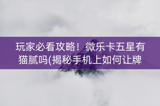 玩家必看攻略！微乐卡五星有猫腻吗(揭秘手机上如何让牌变好)