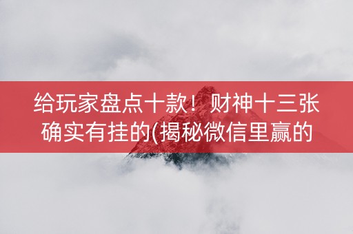 给玩家盘点十款！财神十三张确实有挂的(揭秘微信里赢的秘诀)