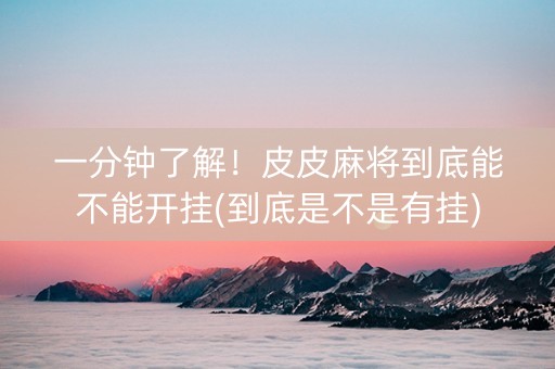一分钟了解！皮皮麻将到底能不能开挂(到底是不是有挂)
