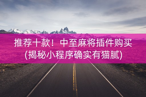 推荐十款！中至麻将插件购买(揭秘小程序确实有猫腻)