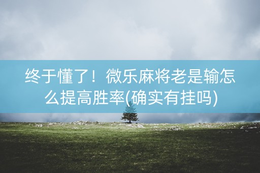 终于懂了！微乐麻将老是输怎么提高胜率(确实有挂吗)