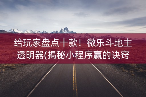 给玩家盘点十款！微乐斗地主透明器(揭秘小程序赢的诀窍)