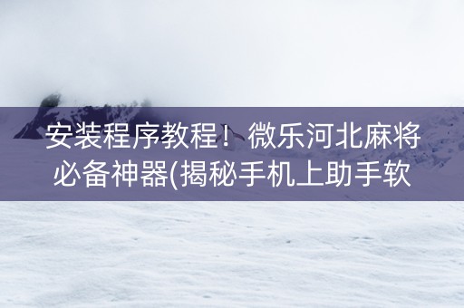 安装程序教程！微乐河北麻将必备神器(揭秘手机上助手软件)