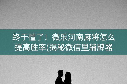 终于懂了！微乐河南麻将怎么提高胜率(揭秘微信里辅牌器)