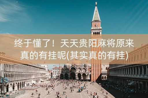 终于懂了！天天贵阳麻将原来真的有挂呢(其实真的有挂)