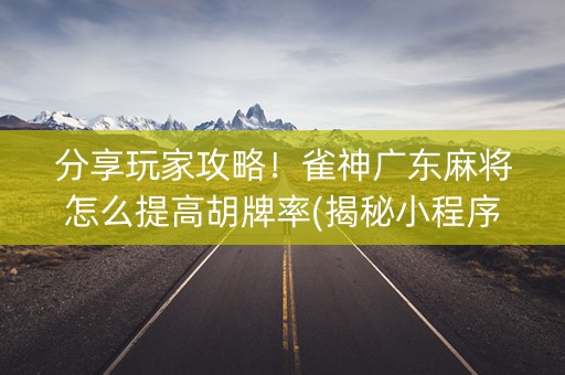 分享玩家攻略！雀神广东麻将怎么提高胡牌率(揭秘小程序插件免费)