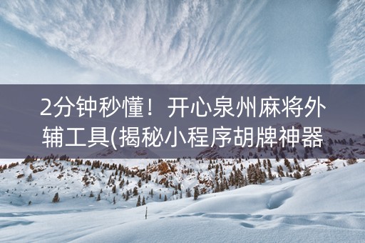 2分钟秒懂！开心泉州麻将外辅工具(揭秘小程序胡牌神器)