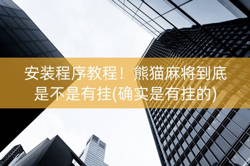 安装程序教程！熊猫麻将到底是不是有挂(确实是有挂的)