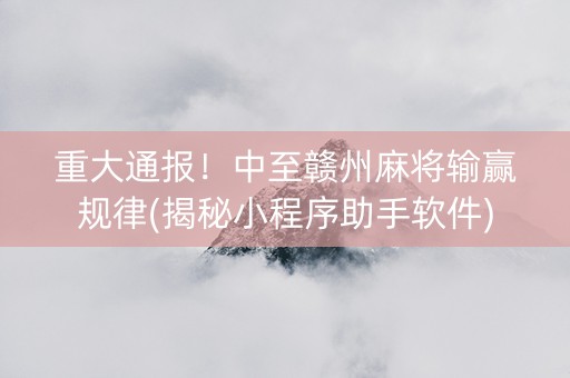 重大通报！中至赣州麻将输赢规律(揭秘小程序助手软件)