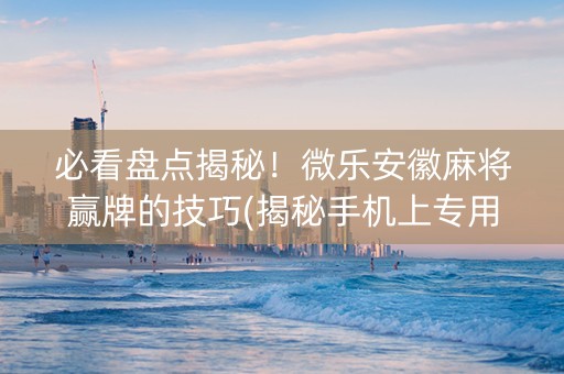 必看盘点揭秘！微乐安徽麻将赢牌的技巧(揭秘手机上专用神器)