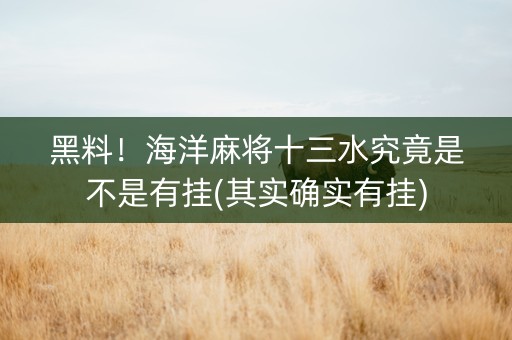 黑料！海洋麻将十三水究竟是不是有挂(其实确实有挂)