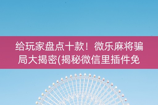 给玩家盘点十款！微乐麻将骗局大揭密(揭秘微信里插件免费)