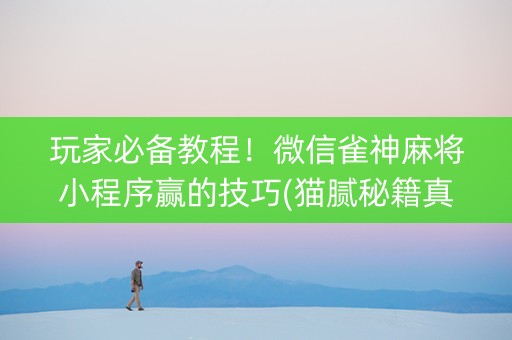 玩家必备教程！微信雀神麻将小程序赢的技巧(猫腻秘籍真的有挂)