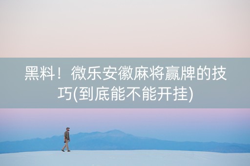 黑料！微乐安徽麻将赢牌的技巧(到底能不能开挂)