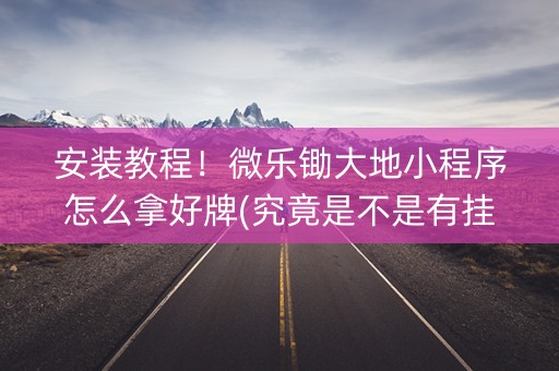 安装教程！微乐锄大地小程序怎么拿好牌(究竟是不是有挂)