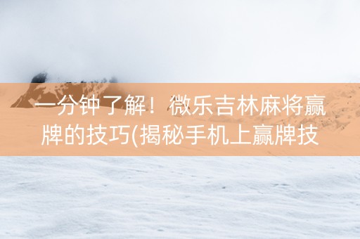 一分钟了解！微乐吉林麻将赢牌的技巧(揭秘手机上赢牌技巧)