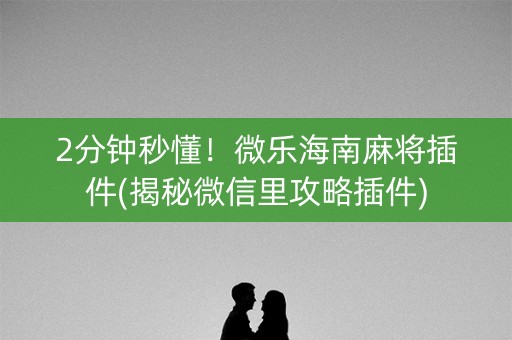 2分钟秒懂！微乐海南麻将插件(揭秘微信里攻略插件)