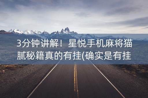 3分钟讲解！星悦手机麻将猫腻秘籍真的有挂(确实是有挂的)