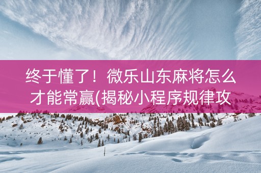 终于懂了！微乐山东麻将怎么才能常赢(揭秘小程序规律攻略)