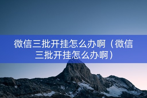 微信三批开挂怎么办啊（微信三批开挂怎么办啊）