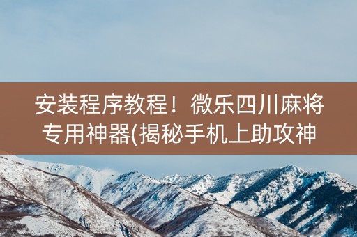 安装程序教程！微乐四川麻将专用神器(揭秘手机上助攻神器)