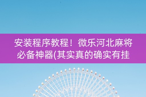 安装程序教程！微乐河北麻将必备神器(其实真的确实有挂)