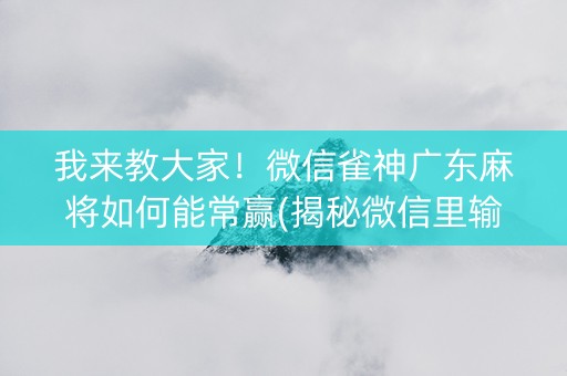 我来教大家！微信雀神广东麻将如何能常赢(揭秘微信里输赢技巧)