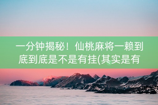 一分钟揭秘！仙桃麻将一赖到底到底是不是有挂(其实是有挂的)