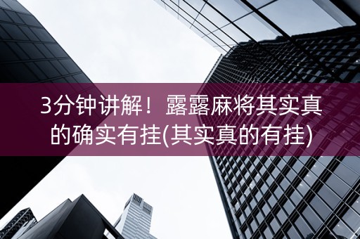 3分钟讲解！露露麻将其实真的确实有挂(其实真的有挂)