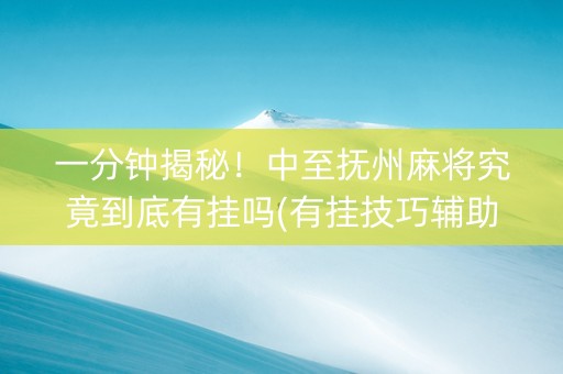 一分钟揭秘！中至抚州麻将究竟到底有挂吗(有挂技巧辅助器)